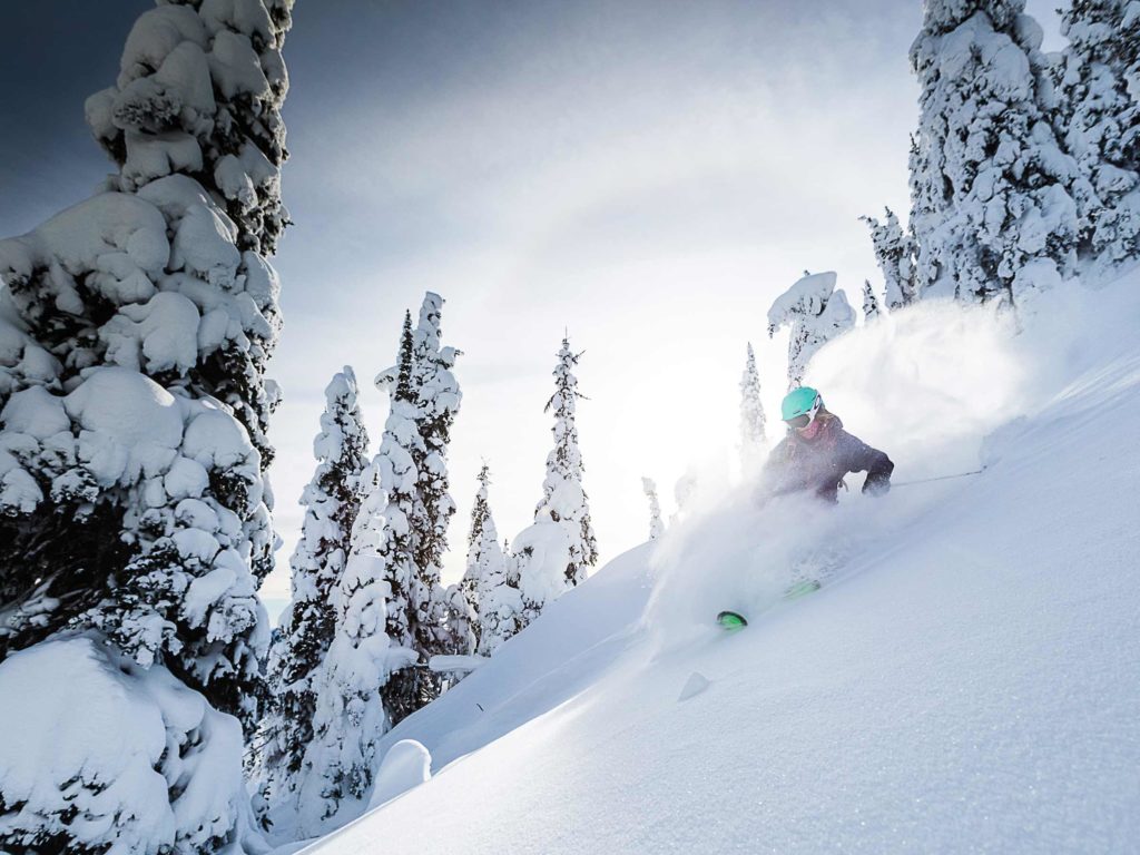 Snowboarder in powder.